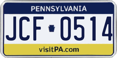 PA license plate JCF0514