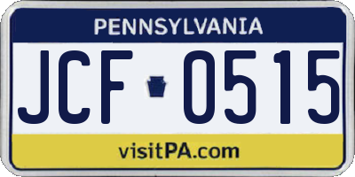 PA license plate JCF0515