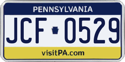 PA license plate JCF0529