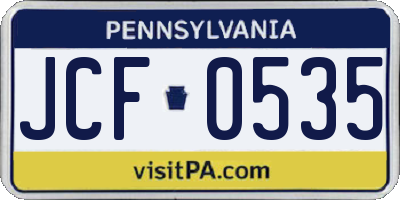PA license plate JCF0535