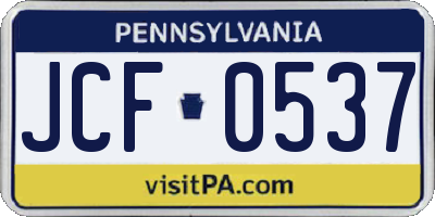 PA license plate JCF0537