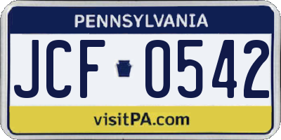 PA license plate JCF0542