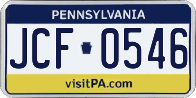PA license plate JCF0546