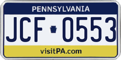 PA license plate JCF0553