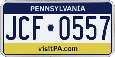 PA license plate JCF0557