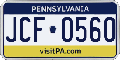PA license plate JCF0560
