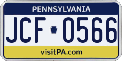 PA license plate JCF0566
