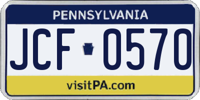 PA license plate JCF0570
