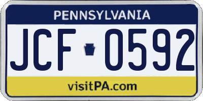 PA license plate JCF0592