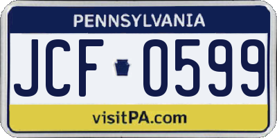 PA license plate JCF0599