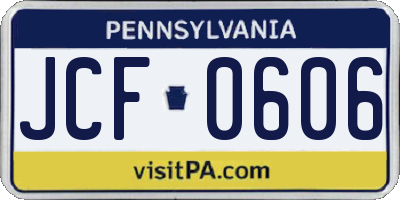 PA license plate JCF0606