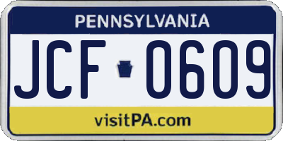PA license plate JCF0609