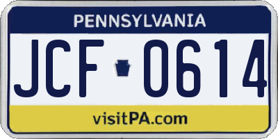 PA license plate JCF0614