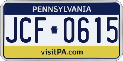 PA license plate JCF0615