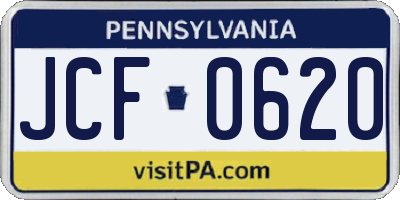 PA license plate JCF0620