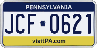 PA license plate JCF0621