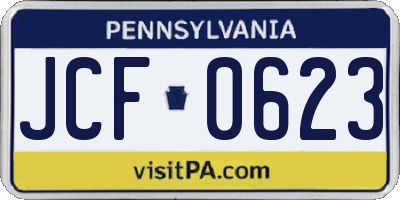 PA license plate JCF0623