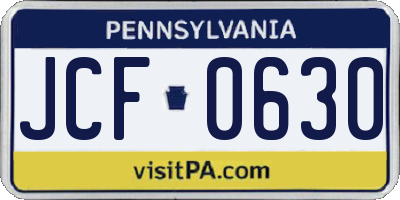PA license plate JCF0630