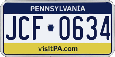 PA license plate JCF0634