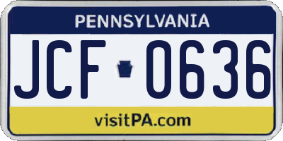 PA license plate JCF0636