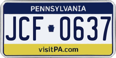 PA license plate JCF0637