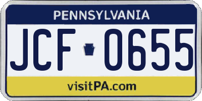 PA license plate JCF0655