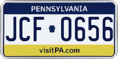 PA license plate JCF0656