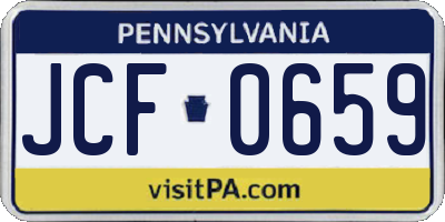 PA license plate JCF0659