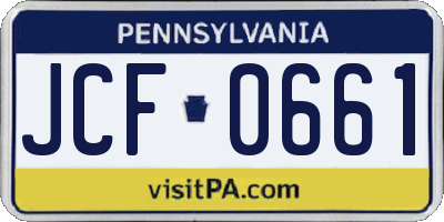 PA license plate JCF0661