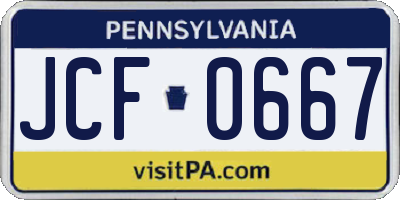 PA license plate JCF0667