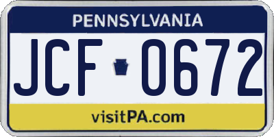 PA license plate JCF0672
