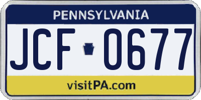 PA license plate JCF0677