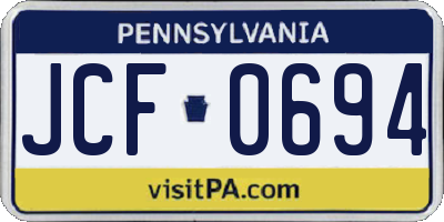 PA license plate JCF0694