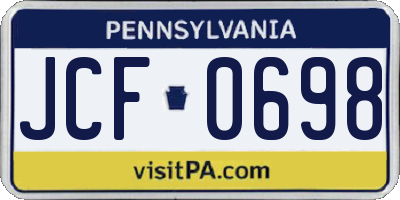 PA license plate JCF0698