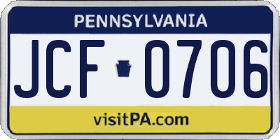 PA license plate JCF0706