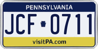 PA license plate JCF0711
