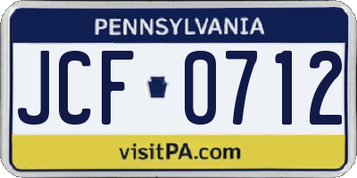 PA license plate JCF0712