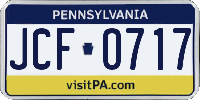 PA license plate JCF0717