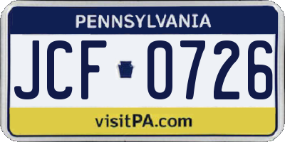 PA license plate JCF0726