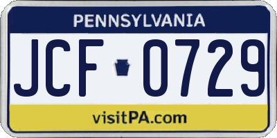 PA license plate JCF0729