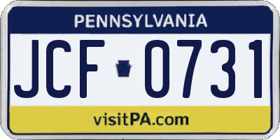 PA license plate JCF0731