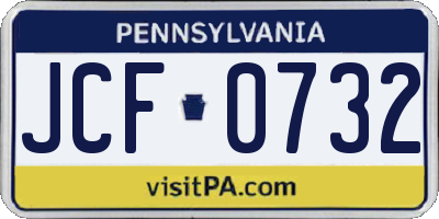 PA license plate JCF0732