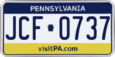 PA license plate JCF0737