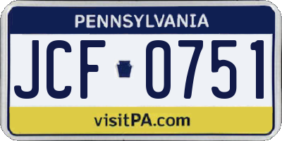 PA license plate JCF0751