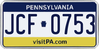 PA license plate JCF0753