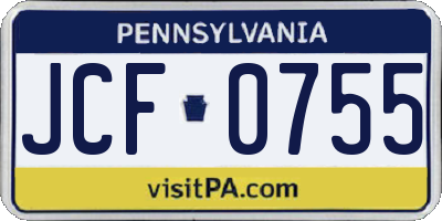 PA license plate JCF0755