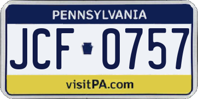 PA license plate JCF0757