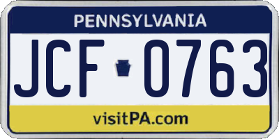 PA license plate JCF0763