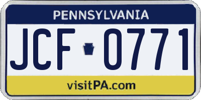 PA license plate JCF0771