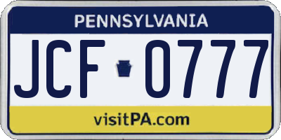 PA license plate JCF0777